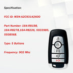 Self-Programmable Replacement for Proximity Smart Key Fob Compatible with 2018-2022 F ord Explorer Expedition Edge 2020-2022 Lincoln Navigator Aviator Corsair (FCC:M3N-A2C93142600 5 Buttons) 1PCS - Image 3