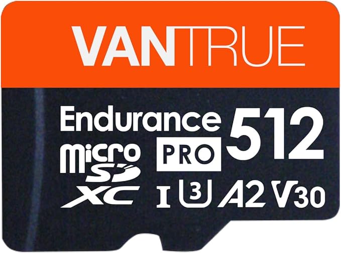 Vantrue 512GB microSDXC UHS-I U3 4K UHD Video High Speed Transfer Monitoring SD Card with Adapter for Dash Cams, Body Cams, Action Camera, Surveillance & Security Cams by VANTRUE
