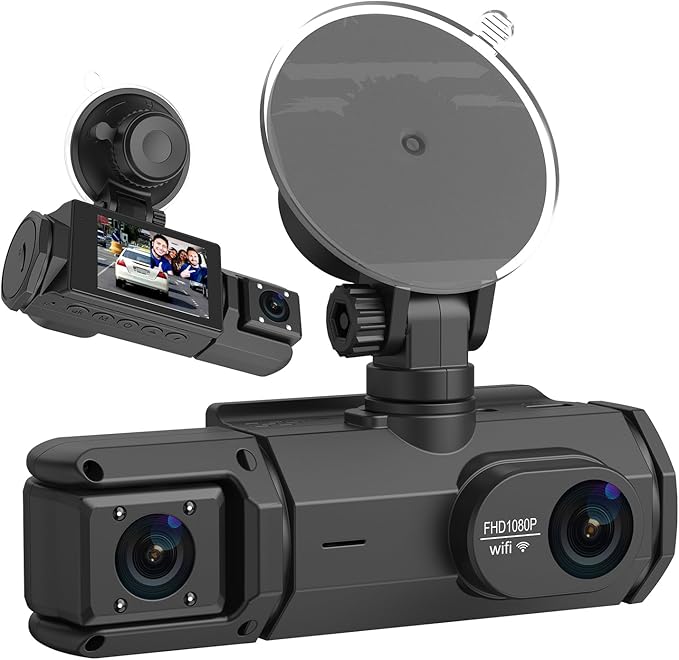 Dash Cam for Cars, 1080P Full HD Dual Dash Cam Front Inside, WiFi, 2" Screen, Night Vision, G-Sensor, Loop Recording, 170° Wide Angle, APP Control (Dual Dashcam) by QiyuanLS