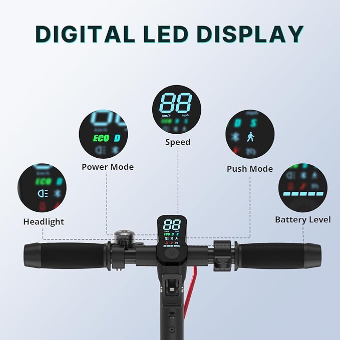 Gotrax Electric Scooter for Adults, Max 12 Mile Range & 15.5Mph by 250W Motor, 8.5" Front Air & Rear Solid Tires, Max Load 220lbs & Big Display with Cruise Control, Foldable EScooter EABS & Drum Brake - Image 7