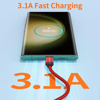 JXMOX USB C Cable,USB A to Type C 3A Fast Charging (10ft 2-Pack) Long Charger Cord Compatible with iPhone 15 16 Pro Max Plus,Samsung Galaxy S20 S10 S9,Note 9,A11 A20 A50 A51 A60 A71,Moto Z2 Z3 (Red) - Image 2