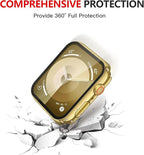 Misxi [2 Pack] Waterproof Hard Case with Tempered Glass Compatible with Apple Watch Series 9 Series 8 Series 7 41mm, Ultra-Thin Cover for iWatch Screen Protector, 1 Gold + 1 Transparent - Image 8