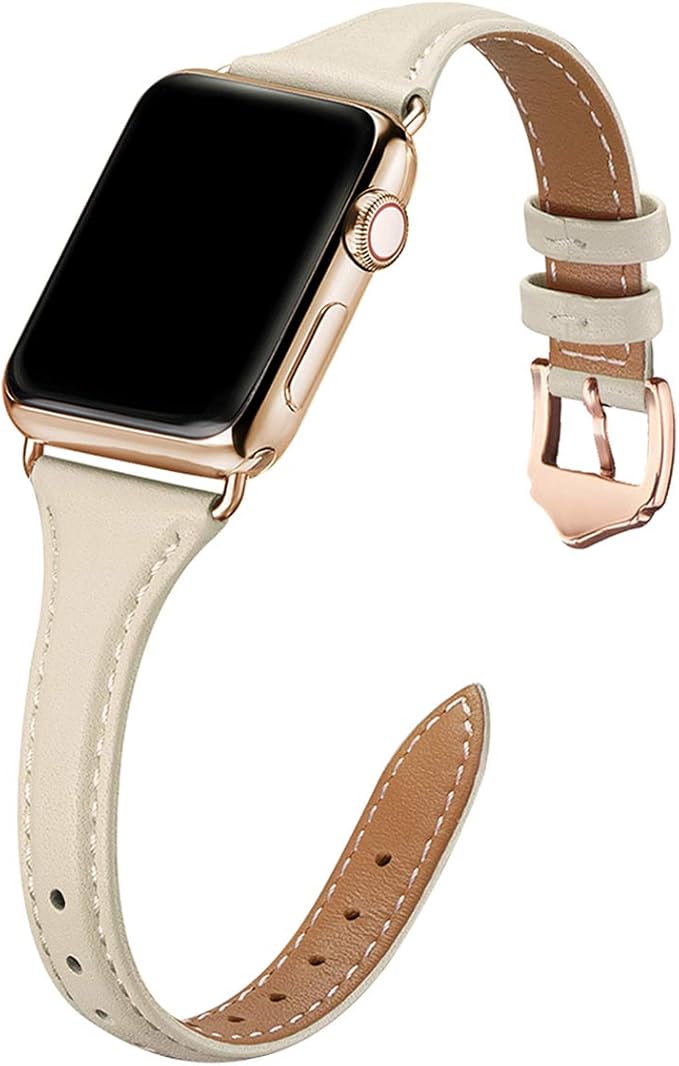 WFEAGL Leather Bands Compatible with Apple Watch Band 42mm 44mm 45mm 49mm Women, Top Grain Leather Strap Slim andThin Replacement Wristband for iWatch Ultra SE SE2 Series 9 8 7 6 5 4 3 2 1 by WFEAGL