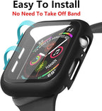 2 Pack Hard PC Case for Apple Watch Series 7 8 9 45mm Tempered Glass Screen Protector Case, Full Coverage Shockproof Ultra-thin Iwatch Bumper Cover (Matte Black, 45mm) - Image 6