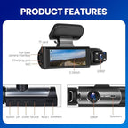 Upgraded Front & Rear Dashcam,2025 New Car Dash Cam, 1080p Dash Camera, 24-Hour Night Vision and HDR, Loop Recording and Motion Detection (Dual Recording Front and Interior of Car)With 32G Memory Card - Image 5