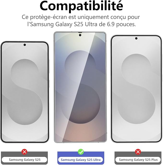 NEW'C 3 Pack Designed for Samsung Galaxy S25 Ultra Screen Protector Tempered Glass, Bubble Free, Ultra Resistant - Image 2