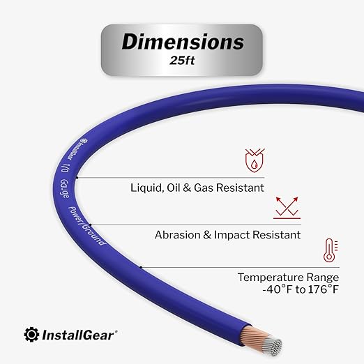 InstallGear 1/0 Gauge Wire (25ft) Copper Clad Aluminum CAA - Primary Automotive Wire, Car Amplifier Power & Ground Cable, Battery Cable, Car Audio Speaker Stereo, RV Trailer Wiring Welding Cable 1/0ga - Image 3