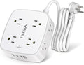 6 Ft Surge Protector Power Strip - 8 Widely Outlets with 4 USB Ports, 3 Side Outlet Extender with 6 Feet Extension Cord, Flat Plug, Wall Mount, Desk USB Charging Station, ETL,White by YISHU
