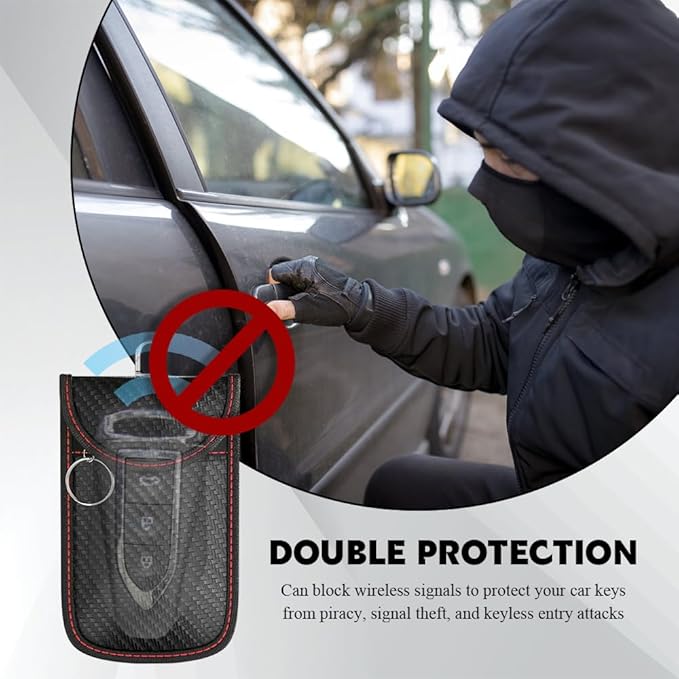 2PS Faraday Bags for Car Keys Fob, Premium Faraday Cage Protector, 4.7" x 3.4"Car RFID Signal Blocking, Anti-Theft Pouch Anti-Hacking Case Blocker(Red Yellow, Small) - Image 3
