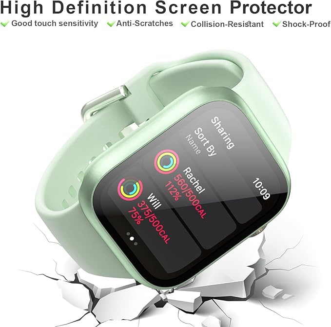 6 Pack Case for Apple Watch SE (2nd) Series 6/SE/5/4 40mm with Tempered Glass Screen Protector, BHARVEST High Definition Scratch Resistant Hard PC Bumper Cover for Apple Watch Accessories, 40mm - Image 2