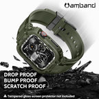 amBand Bands Compatible with Apple Watch 9/8/7 45mm, M1 Sport Series Rugged Case Protective Cover for iWatch 6/SE (3/2/1)/5/4/3 44mm Men Green - Image 3