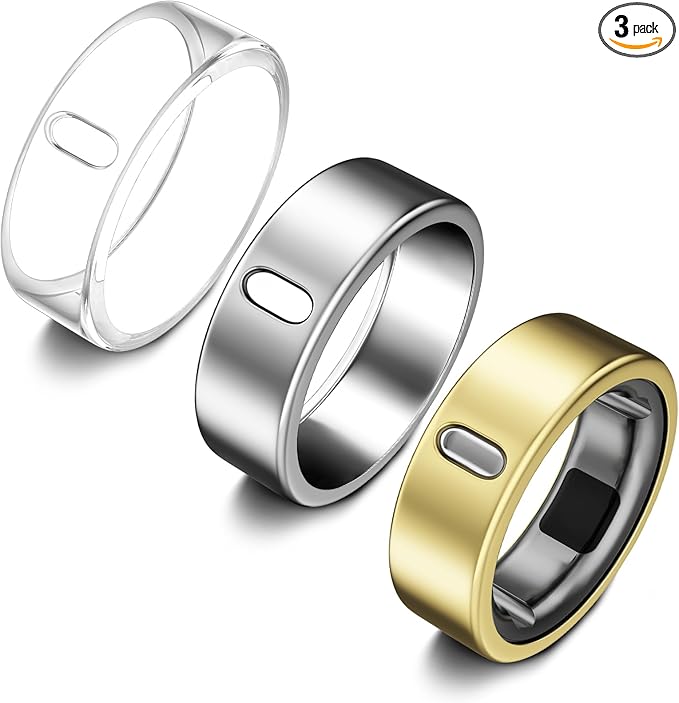3 Pack Cover Compatible with Oura Ring Gen 4/Oura Ring Gen 3 Horizon/Heritage, Support Charging with Cover on, Anti-Scratch TPU Protector for Men Women (Size 9, Clear+Silver+Gold) by ZOOROO