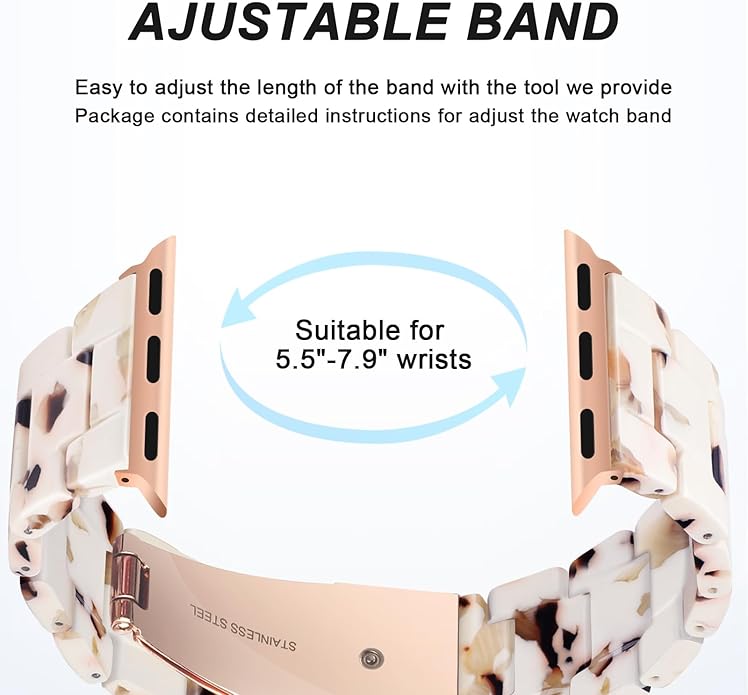 HOPO Compatible With Apple Watch Band 38mm 40mm 41mm 42mm 44mm 45mm 46mm 49mm,Resin Watch Strap Bracelet Wristband Fashion Lightweight Replacement For iWatch Bands Series 11 Ultra 10 9 8 7 6 5 4 3 2 1 SE for Women Men - Image 5