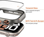 JZK 2 Pack Case with Tempered Glass Screen Protector for Apple Watch Series 6/5/4/SE 40mm, Slim Guard Bumper Full Coverage Hard PC Protective Cover HD Ultra-Thin Cover for iWatch 40mm,Titanium - Image 2