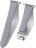 Soft French Goatskin Women Slim Leather Watch Band Compatible with Apple Watch 38mm 40mm 41mm 42mm 44mm 45mm 46mm 49mm, Thin Leather Strap Replacement for iWatch Series Ultra SE 10 9 8 7 6 5 4 3 2 1 by Biggyboom