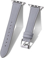 Soft French Goatskin Women Slim Leather Watch Band Compatible with Apple Watch 38mm 40mm 41mm 42mm 44mm 45mm 46mm 49mm, Thin Leather Strap Replacement for iWatch Series Ultra SE 10 9 8 7 6 5 4 3 2 1 by Biggyboom
