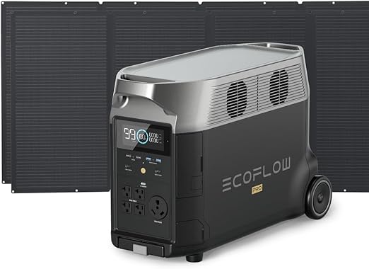 EF ECOFLOW Solar Generator 3.6KWh DELTA Pro with 2X400W Portable Solar Panel, 23% High Efficiency, 5 AC Outlets, 120V/3600W, for Home Backup Outdoors Camping RV Emergency by EFECOFLOW