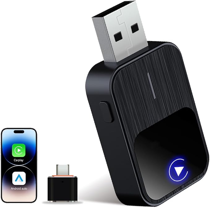 2026 Upgraded Wireless CarPlay Adapter for iPhone & Android Auto, 5X Faster Auto-Connect No Latency, Converts Wired to Wireless CarPlay, Plug & Play, 2 in 1 Adapter for iOS 12+/Android 11+, Black by Unknown