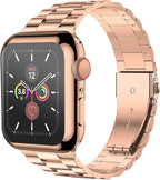 iiteeology Compatible with Apple Watch Bands 40mm Series 6 5 4 Se, Upgraded Stainless Steel Band with iWatch Screen Protector Case for Women Rose Gold - Image 2