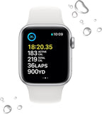Apple Watch SE (2nd Gen) (GPS, 40mm) - Silver Aluminum Case with White Sport Band, S/M (Renewed) - Image 4