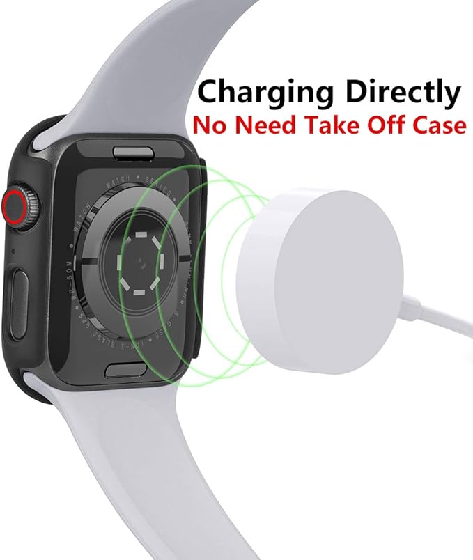 2 Pack Hard Case for Apple Watch Series 3 2 1 42mm Case Tempered Glass Screen Protector, Full Coverage Shockproof Iwatch Cover Bumper (Matte Black x 2, 42mm) - Image 5