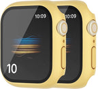 2 Pack Hard Case for Apple Watch Series 9 8 7 41mm Tempered Glass Screen Protector Case, Full Coverage Button Shockproof Cover Iwatch Bumper (Yellow+Yellow, 41 mm) by HANKN