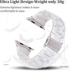 V-MORO Resin Bands Compatible with Apple Watch Bands Lightweight Fashion Strap 45mm/46mm Series 11/10/9/8 Lightweight Band with Starlight Buckle for iwatch Series 7/SE/6/5/4/3/2/1(Pearl white,42/44/45/46/49mm) - Image 2