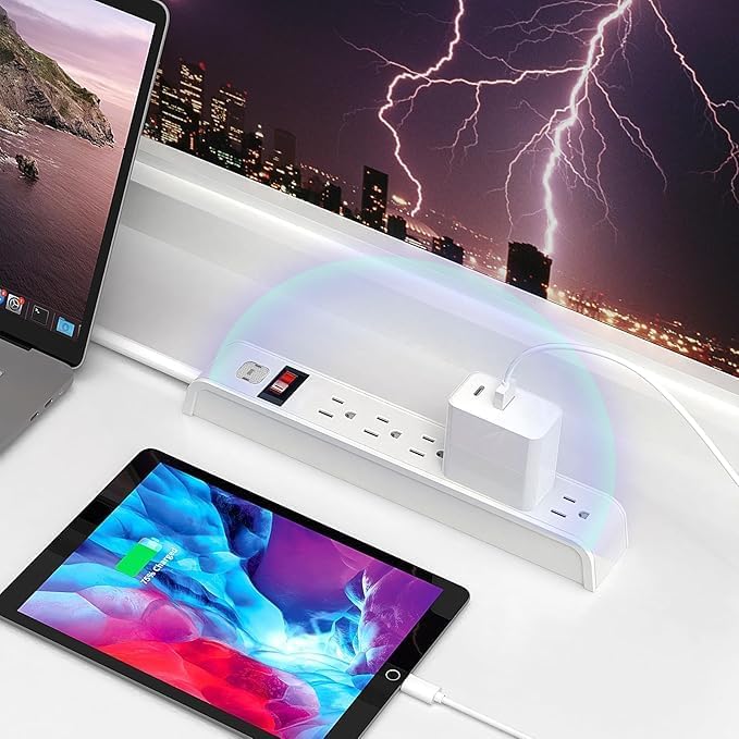 TiFFCOFiO Surge Protector Power Strip, 12 Feet Extension Cord, 600 Joules Surge Protection, Multiple Protection 6 Outlet Strip, 14 AWG Cord, 15A/1875W, ETL Listed - Image 5