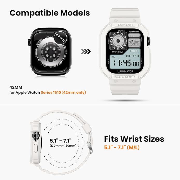 amBand E1 Sport Case Band for Apple Watch Ultra 3/2/1 & SE 3/2/1 & Series 11 10 9 8 7 6 5 4 3 49mm 46mm 45mm 44mm 42mm 41mm 40mm 38mm, Shockproof & Scratch Resistant Rugged Bumper for Men Women - Image 3