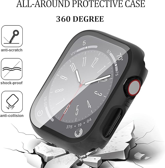 6-Pack Case Compatible with Apple Watch Series SE 3(2025)/SE 2/SE/6/5/4 44mm with Tempered Glass Screen Protector, Full Coverage Hard PC Protective Face Cover Bumper for iWatch 44 mm - Image 3