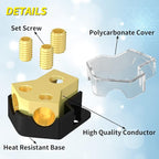 Joinfworld 12V Power Distribution Block Car Audio 2 Way Ground Distribution Block 0/2/4 Gauge in 4/8/10 Gauge Out 12 Volt Amp Distribution Block Splitter for Marine Automotive Car Boat - Image 3