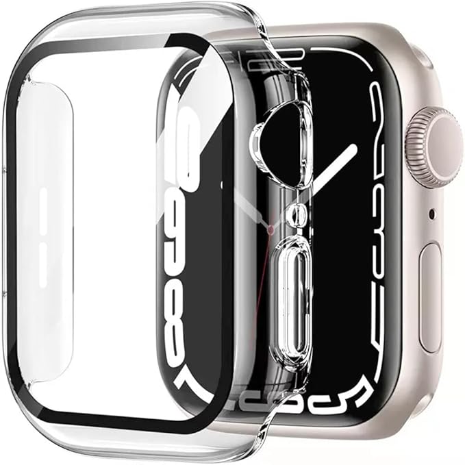 2 Pack Hard Case 46mm for Apple Watch Series 11 10 46mm Tempered Glass Screen Protector Case, Full Coverage Iwatch Scratch-Resistant Shockproof Bumper Cover (Clear+Clear, 46 mm) by HANKN