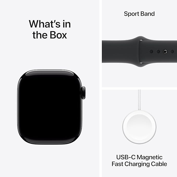 Apple Watch Series 10 [GPS 42mm] with Jet Black Aluminium Case with Black Sport Band - S/M. Fitness Tracker, ECG App, Always-On Retina Display, Water Resistant with AppleCare+ (2-years) - Image 6