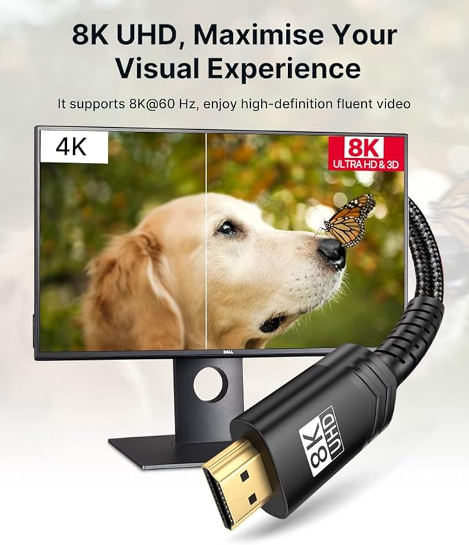 JSAUX 8K HDMI Cable 2.1 2 Pack 15ft, 48Gbps Ultra High Speed HDMI Cable Braided Cord (4K@144Hz, 4K@120Hz, 8K@60Hz) HDCP 2.2&2.3 HDR 10 eARC ARC, Compatible with Switch 2/PS5/Laptop/Monitor/HDTV/-Black - Image 2