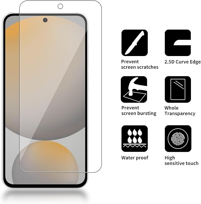4 Pack Glass Screen Protector Compatible for Samsung Galaxy S25 FE [9H Hardness]-HD 5g Screen Tempered Glass, Scratch Resistant,Easy Install [Case Friendly] - Image 2