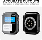 2 Pack Case with Tempered Glass Screen Protector for Apple Watch SE3(2025) SE2 Series 6/5/4/SE 40mm,JZK Slim Bumper Full Coverage Hard PC Protective Case HD Ultra-Thin Cover for iWatch 40mm,Black+Blue - Image 5