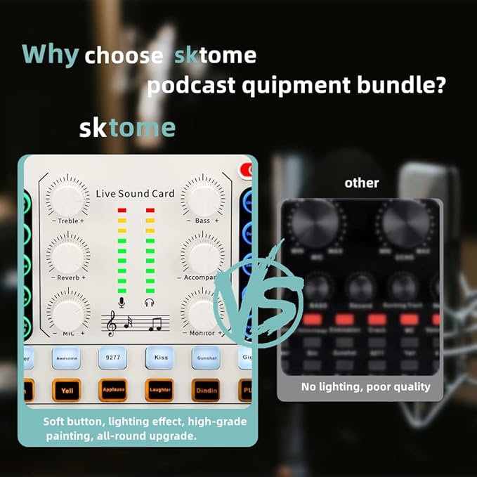 Podcast Equipment Bundle, BM-800 Podcast Microphone Bundle-Voice Changer with Mic Arm-Studio Condenser Microphone for Phone, PC, DJ, Perfect for Video Recording, Streaming Media, Gaming and Singing - Image 3