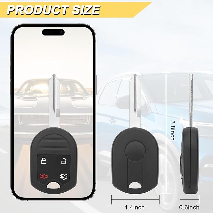 Vurkcy Key Fob Replacement for 2001-2015 Ford Explorer/ 05-14 Mustang/ 03-17 Expedition/ 07-15 Edge/ 00-19 Taurus/ 00-09 Mercury Sable/ 05-11 Mariner Milan/ 04-15 Lincoln Navigator,CWTWB1U793, 2Pcs - Image 4