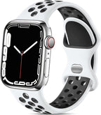Lerobo Breathable Band Compatible with Apple Watch Band 45mm 49mm 44mm 46mm 42mm for Women Men,Soft Silicone Sport Replacement Strap for iWatch SE Ultra 3 2 Series 11 10 9 8 7 6 5 4 3 2 1,White/Black by Lerobo