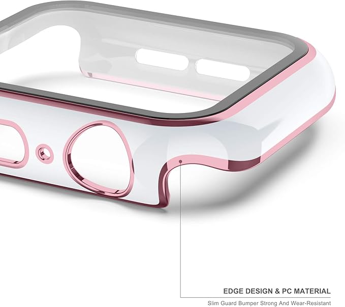 Adepoy Case with Tempered Glass Screen Protector, Compatible with Apple Watch Series 3/2/1 38mm, All-Around Ultra-Thin Bumper Full Cover Hard PC Protective Case for iWatch Accessories - Image 2