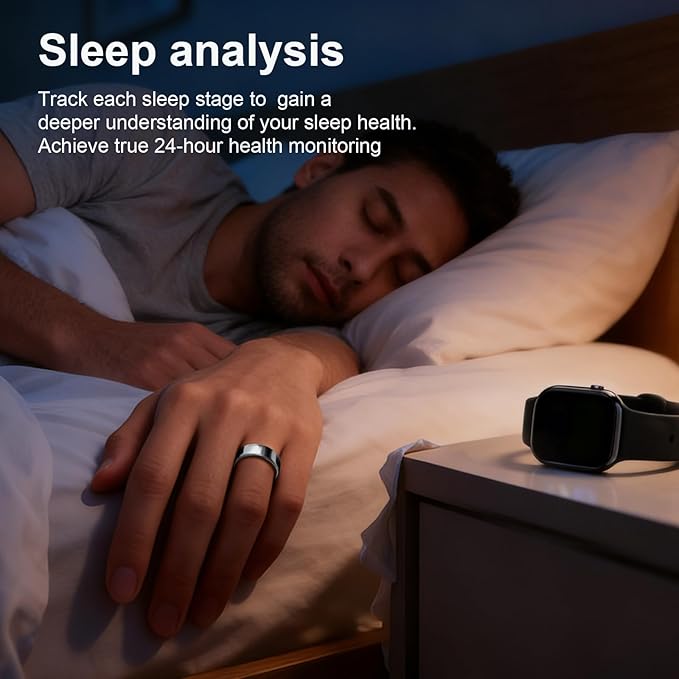 PAXAM Smart Ring for Women&Men 7-Day Battery,No Subscription Fee-Health/Activity Tracker with Sleep Monitor, Stress/HRV Tracking, Women's Health, iOS&Android Compatible (Silver, 12) - Image 5