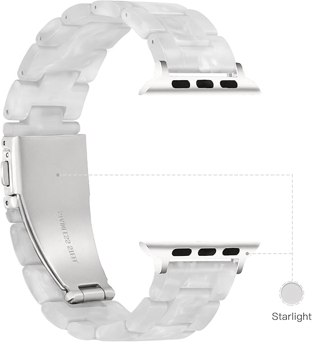 Lightweight Resin Band For Apple Watch Series 11 10 9 8 7 6 5 4 3 2 1 SE 3 2 Ultra 3 2, Fashion Adjustable Replacement Strap for iWatch Bands 38mm 40mm 41mm 42mm 44mm 45mm 46mm 49mm for Women Men - Image 3
