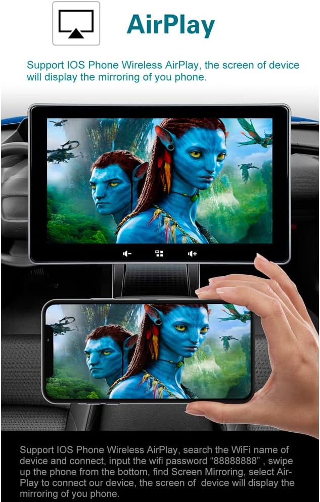 7 Inch Touchscreen Monitor for Wireless Apple Carplayer and Android Auto Built-in Two Speakers Car Stereo Multimedia Player with Bluetooth, Mirror Link, Dash or Windshield Mounted with 32G Card - Image 9