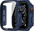 Amizee 2 Pack Compatible with Apple Watch Case SE 3/2/1 Series 6/5/4 44mm with Built-in Screen Protector, Ultra-Thin Hard PC Straight Edge Anti-Scratch Protective Cover for iWatch (Matte Blue) by Amizee