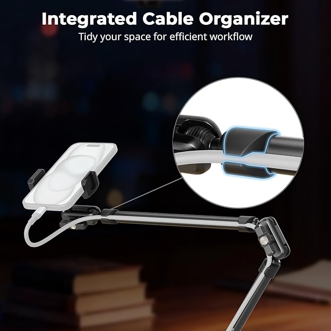 SmallRig 25.9" Magic Arm with Super Clamp, Overhead Phone Mount, Flexible Desk Camera Mount with 1/4" Screw and Cable Clip, Max Load 2.2lb, for iPhone, Action Camera, Video Light, Webcam, Mic - 5625 - Image 2