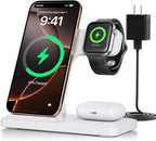 2026 Traveling Portable Wireless Fast Charger for Apple & Android Charging Station 3 in 1 Charging for iPhone17 16 15 14 13 12 11,Apple Watch & Air pods 4 3 2 Pro,Samsung Galaxy-Gifts for Family by QWOSE