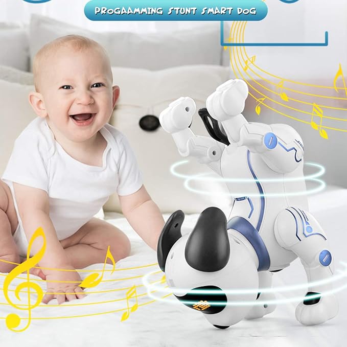 Fisca Remote Control Dog, RC Robotic Stunt Puppy Voice Control Toys Handstand Push-up Electronic Pets Dancing Programmable Robot with Sound for Kids Boys and Girls Age 6, 7, 8, 9, 10 Year Old - Image 4