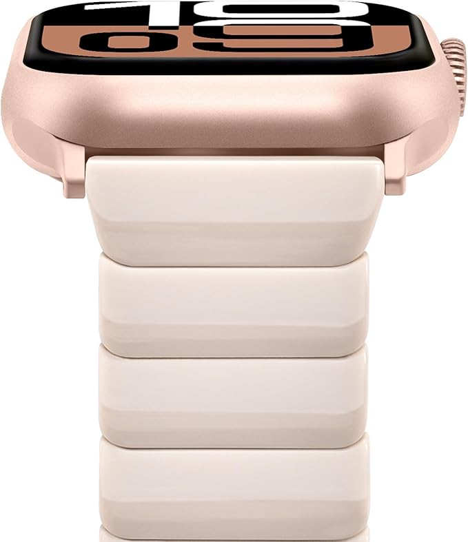 V-MORO Resin Band Compatible with Apple Watch Series 7/8/9/10/11 41mm/40mm/38mm/42mm Fashion Cute Strap for iWatch Series 6/5/4/3/2/1/SE/SE 2 Lightweight Bracelet Wristband Women(Classic Milk Tea) - Image 8