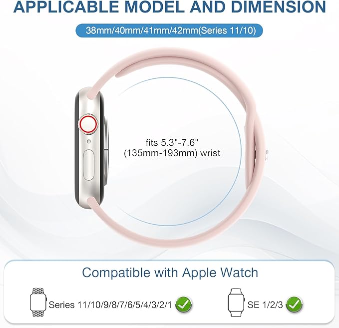 10 Pack Silicone Bands Compatible with Apple Watch 38mm 40mm 41mm 42mm 44mm 45mm 46mm 49mm Women Men, Soft Waterproof Replacement Wrist Sport Band for iWatch Series 11 10 9 8 7 6 5 4 3 2 1 SE Ultra - Image 2