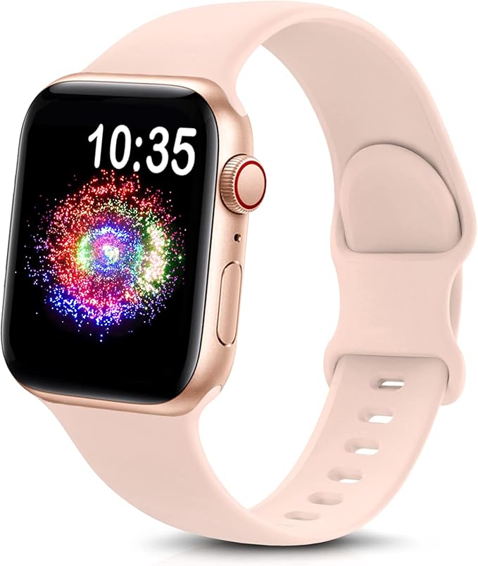 TreasureMax Sport Band Compatible with Apple Watch Bands 38mm 40mm 41mm 42/44mm 45mm 46mm 49mm, Soft Silicone Strap Compatible for Apple Watch Series 11 10 9 Ultra SE/SE2 8 7 6 5 4 3 Men Women Pink Sand by TreasureMaxWatchBands